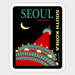 Seoul South Korea Vintage Travel and Tourism Advertising Print Sticker